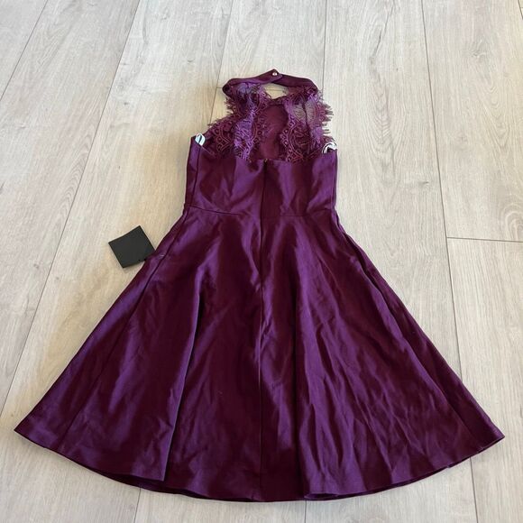 LULU'S Hometown Girl Plum Purple Lace Skater Dress Size xs - Picture 4 of 9